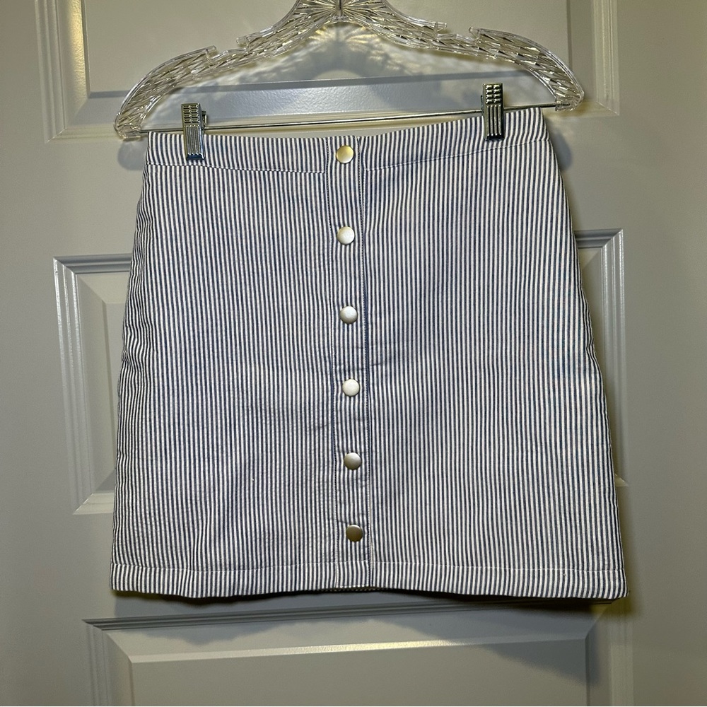 Marleylilly Blue/White Striped Button Snap Front Skirt size S
